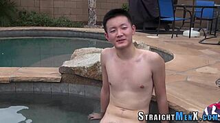 Can this asian twink handle intense bondage while tugging himself?