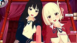 spider lily chisato and takina have 3p sex in pov hentai