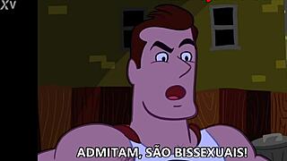 In this gay cartoon, the hero has a big ass and adventures