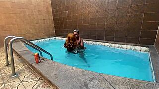 I spotted a sexy tattooed woman in the pool and things got steamy.