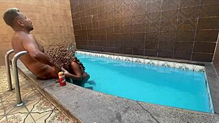 I spotted a sexy tattooed woman in the pool and things got steamy.