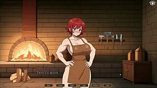 Tomboy love in hot forge hentai game ep 4 femdom titjob in the kitchen 😏