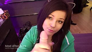 asmr blowjob - teen 18+ girlfriend sucks your cock pov - first time