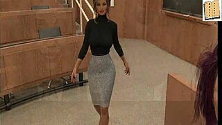 Sexy Blonde Cheerleader In Office Fun