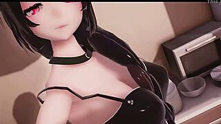 Mmd 3d teen gets surrounded by guys cumming on her face.