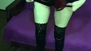 Horny Redhead Beauty Masturbates To Orgasm In Clothes?