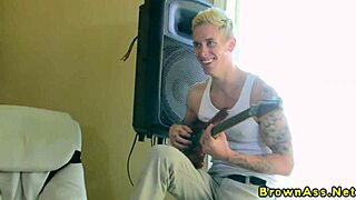 Black babe with big ass in fishnets gets bent over for doggystyle blowjob and cumshot