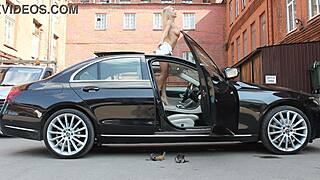 Girl in white shorts teases with outdoor public nudity. What’s hiding underneath?