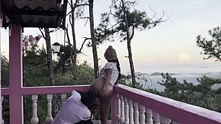 Fucking my stepsister on balcony