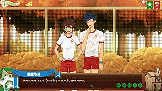 young guy gives juicy blowjob to natsumi in game friends camp episode 9.