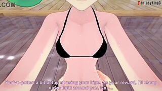 Tatsumaki looks cute in bikini POV from One Punch Man.