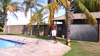 Blonde Slut Gives Big Cock To Pool Boy While Husband Works