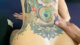 Tattooed Redhead Begs for Anal Cumshot from Friend!