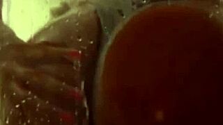 tattooed hot woman cumming hard with close-up cumshot