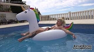 Aviva Rocks Masturbating With Big Tits And Ass On Unicorn