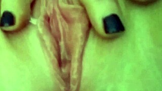 Blonde stripper Lexi Grant plays with her pussy after clothes ripped