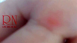 cute chick in white socks smiling on bed