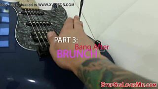 Pretty stepsister tugs dick in POV style