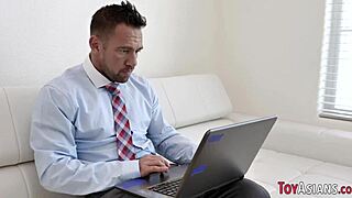 Petite Asian Teen Sucks and Fucks Monster Cock