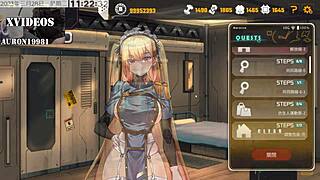 In this hentai, the black character gives a footjob to the monster cock