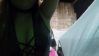 sinful stepdaughter seduces stepfather with sexy leather lingerie and homemade porn, craving a big cock