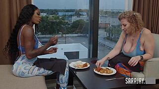 hey, wanna see sara jay and mystique share a thick throbbing cock together?