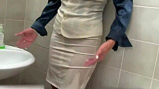 Man, I’m just lovin’ suckin’ cock in the bathroom with this glamorous babe, ya know!