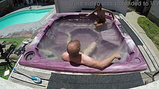 dayanara enjoys a hot tub pov session with shaved pussy views