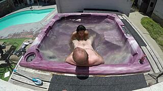 dayanara enjoys a hot tub pov session with shaved pussy views