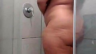 BBW Fucks Herself With Dildo In The Shower, Squirting Cum!