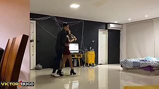 victor hugo fucks tattooed brunette after party with oral and hardcore sex