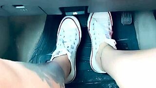 pedal pumping leads to intense masturbation in this foot fetish scene