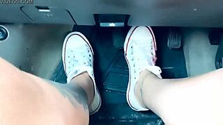 pedal pumping leads to intense masturbation in this foot fetish scene
