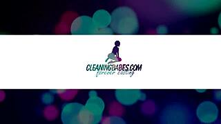 the babes are cleaning and masturbating with toys together