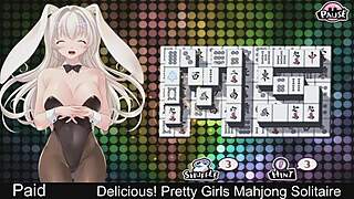 Delicious pretty girls play mahjong solitaire with miyu 😊