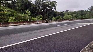 Risky sex on the street with blowjob and big ass