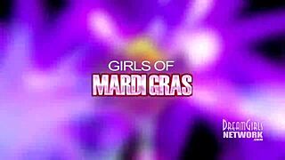 Bourbon Street afternoon flashing with wild public antics.