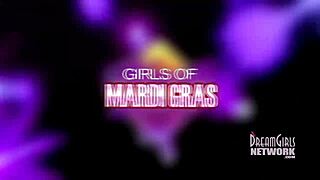 Bourbon Street afternoon flashing with wild public antics.