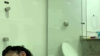 bia enjoys a solo session with the shower jet