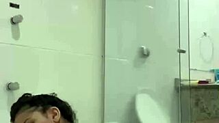 bia enjoys a solo session with the shower jet