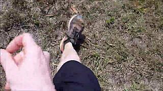 outdoor bush jerk off in public