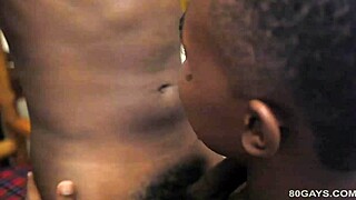 Black African Twinks Engage In Intense Bareback Threesome Fucking