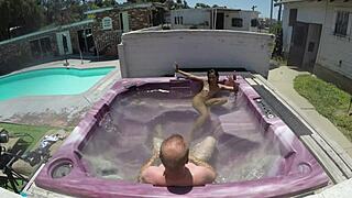 Dayanara Enjoys Hot Tub Pov With Skinny Babe