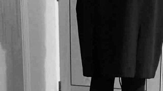 what's this crossdresser doing in self bondage with handcuffs?