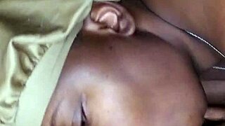 ebony bonnet works hard outdoors, showing small tits and tattoo