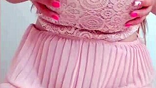 Young Student Shows Big Tits In Pink Dress