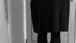 what's this crossdresser doing in self bondage with handcuffs?