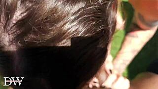 Backyard POV with PAWG Deepthroating Monster Cock.