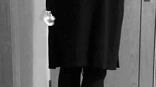 what's this crossdresser doing in self bondage with handcuffs?