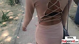 Thai teen 18+ amateur nailed by big white cock after park stroll.